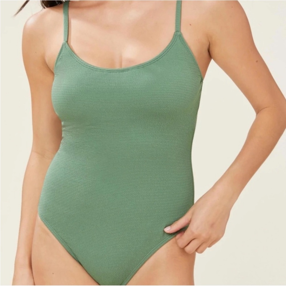 Andie The Amalfi One Piece Green Ribbed One-Piece Swimsuit